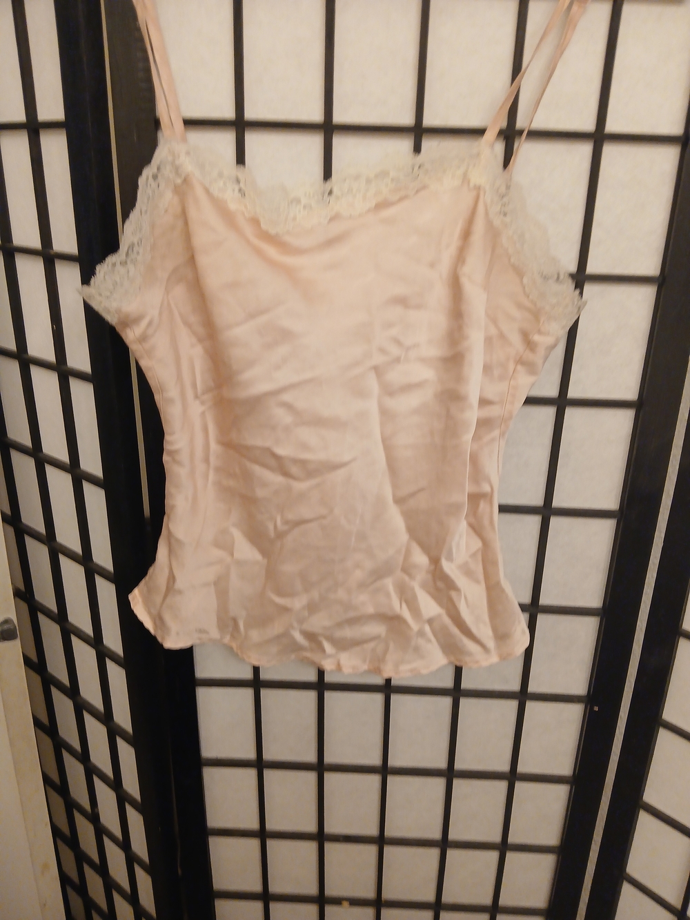 Delicate Lace-Trim Pink Satin Cami Top No Tag